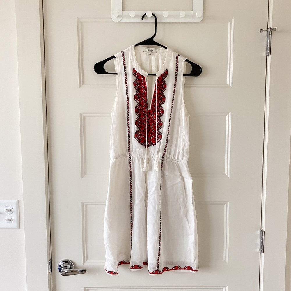Madewell white dress with print